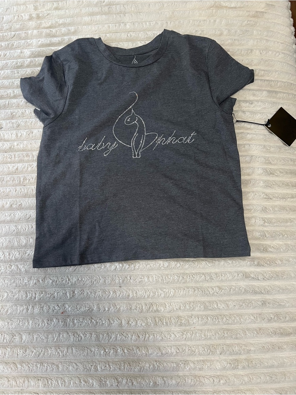 Baby Phat Dark Gray Rhinestone Logo Tee